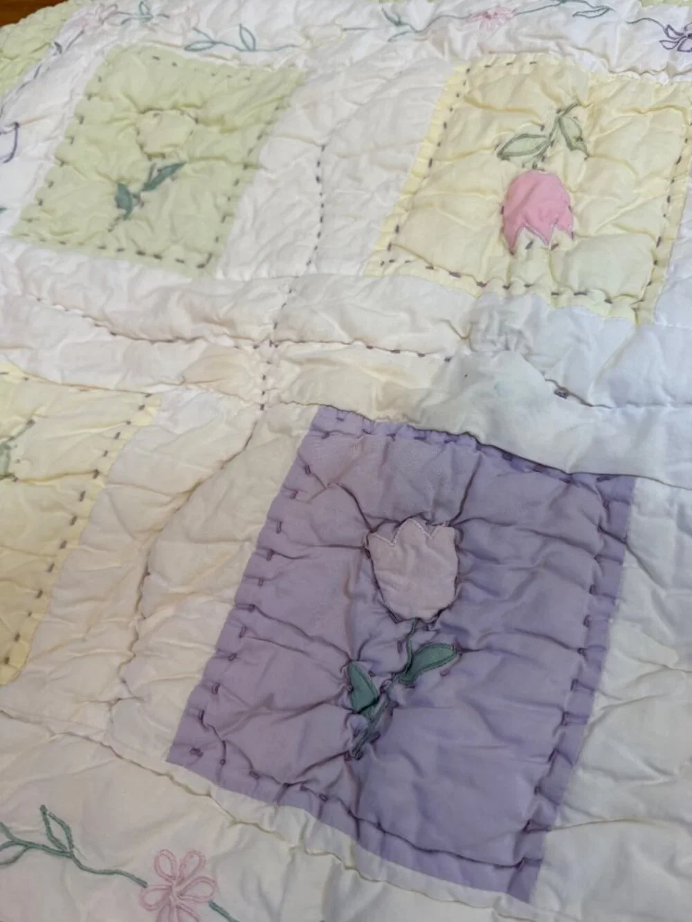Pottery Barn Kids Floral Pastel Quilted Standard Pillow Sham Set of 2 Vintage